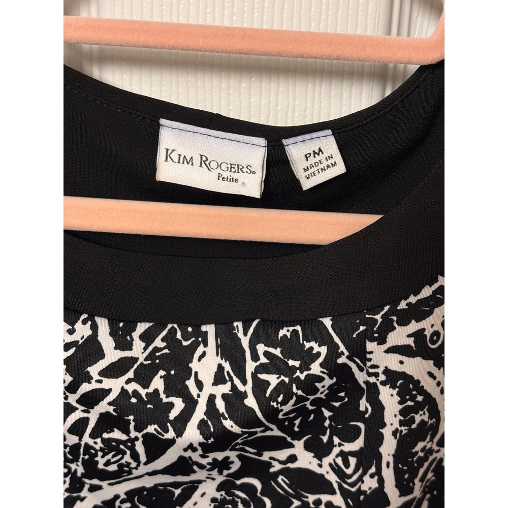 Kim Rogers Petite Black White Floral Paisley Sleeveless A-Line Dress PM - Picture 2 of 5